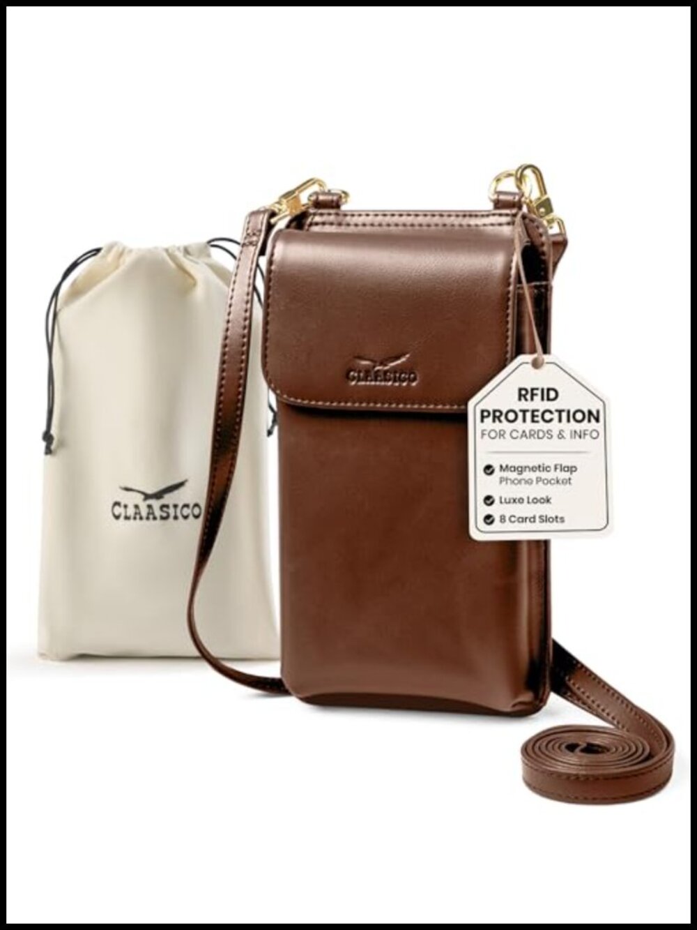 RFID Crossbody Phone Purse Wallet Magnetic Closure Faux Leather Women